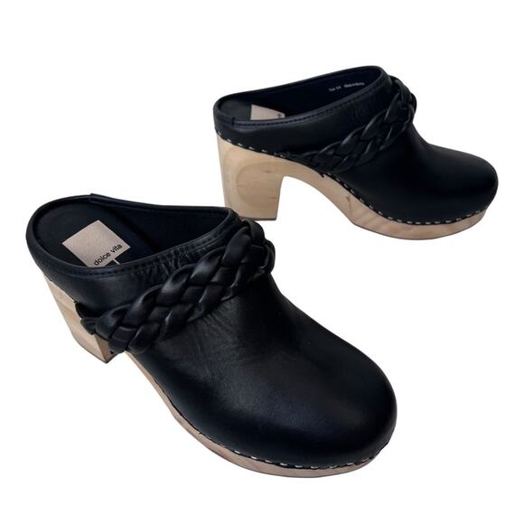 Dolce Vita Hila Braided Block Heel Mule Clogs Black Leather 9.5 - Picture 2 of 8